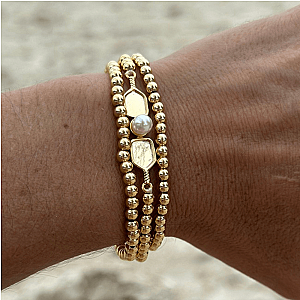 Pearl Pickleball Beaded Stretch Bracelet