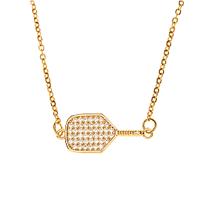 Gold Pickleball Connector Rhinestone Necklace- Pick Color