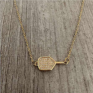 Gold Pickleball Connector Rhinestone Necklace- Pick Color