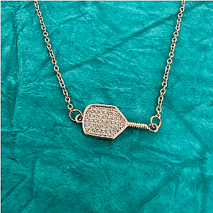 Gold Pickleball Connector Rhinestone Necklace- Pick Color