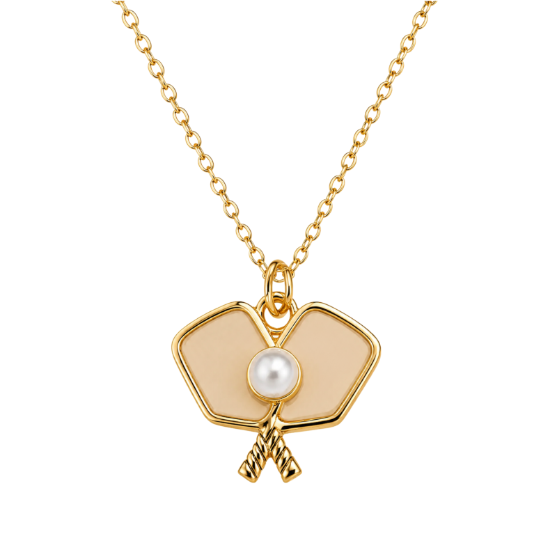 Pickleball Pearl Elegance Necklace - Gold
