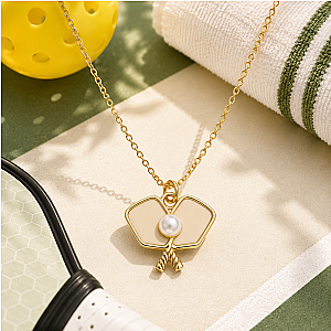 Pickleball Pearl Elegance Necklace - Gold