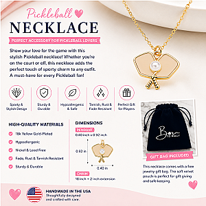 Pickleball Pearl Elegance Necklace - Gold