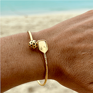 Gold Pickleball Cuff Adjustable Bracelet