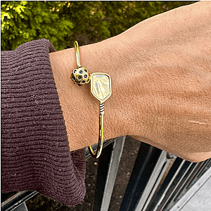 Gold Pickleball Cuff Adjustable Bracelet