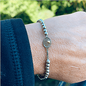 Silver and Gold Tennis Beaded Bracelet
