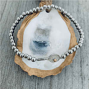 Silver and Gold Tennis Beaded Bracelet