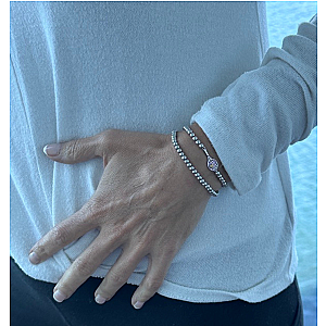 Silver and Gold Tennis Beaded Bracelet