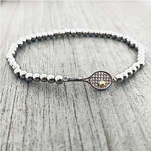 Silver and Gold Tennis Beaded Bracelet