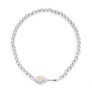 Silver and Gold Tennis Beaded Bracelet