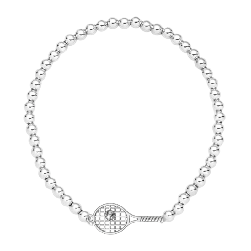 Beaded Silver Tennis Racket Bracelet