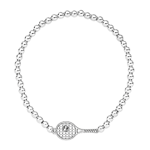 Beaded Silver Tennis Racket Bracelet