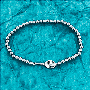 Beaded Silver Tennis Racket Bracelet