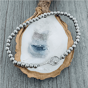 Beaded Silver Tennis Racket Bracelet