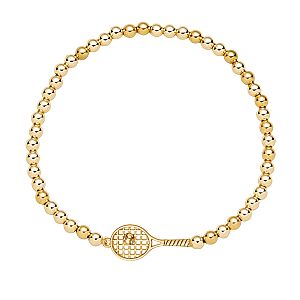Gold Beaded Tennis Racket Bracelet
