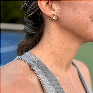 Gold Double Pickleball Paddle CZ Stud Earrings