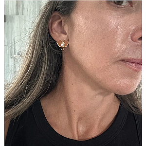 Gold Pickleball Pearl Paddle Stud Earrings