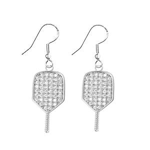 Pickleball Paddle Cz Dangle Earrings