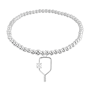 Pickleball CZ Beaded Stretch Bracelet - Pick Color