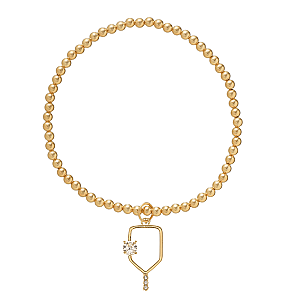 Pickleball CZ Beaded Stretch Bracelet - Pick Color