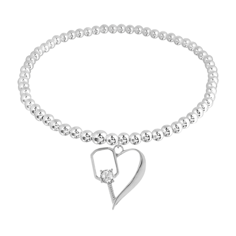 Pickleball Heart Beaded Stretch Bracelet - Pick Color