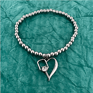 Pickleball Heart Beaded Stretch Bracelet - Pick Color