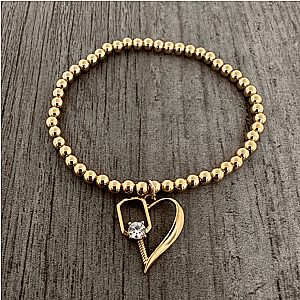 Pickleball Heart Beaded Stretch Bracelet - Pick Color