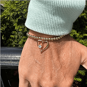 Pickleball Heart Beaded Stretch Bracelet - Pick Color