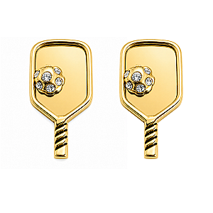 Gold Pickleball Paddle Stud Earrings
