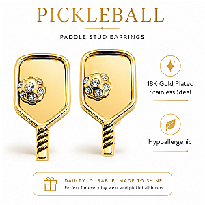 Gold Pickleball Paddle Stud Earrings