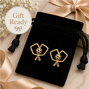 Gold Double Pickleball Paddle Stud Earrings
