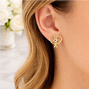 Gold Double Pickleball Paddle Stud Earrings