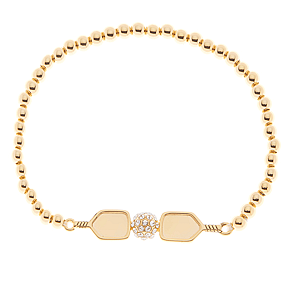 Gold Pickleball Beaded Stretch Bracelet