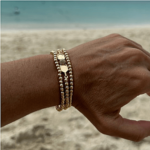 Gold Pickleball Beaded Stretch Bracelet