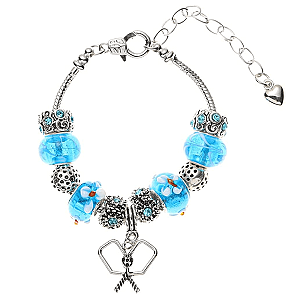 Blue Pickleball Charm Beaded Bracelet
