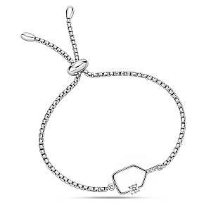 Silver Pickleball CZ Adjustable Bracelet- Pick Style