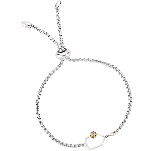 Silver Pickleball CZ Adjustable Bracelet- Pick Style