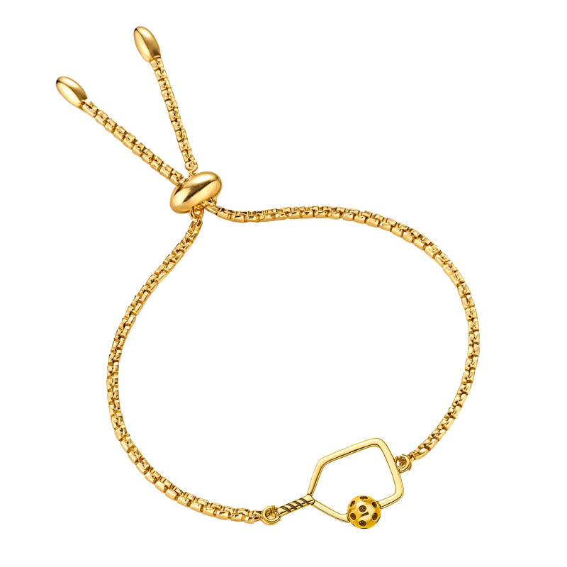 Gold Pickleball Paddle Adjustable Bracelet- Pick Style