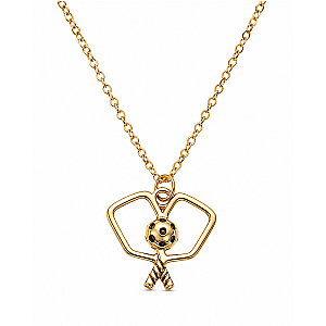 Pickleball Double Paddle Necklace - Gold