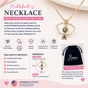 Pickleball Double Paddle Necklace - Gold