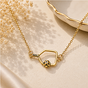 Pickleball Passion Pendant Necklace - Gold