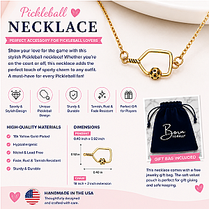 Pickleball Passion Pendant Necklace - Gold