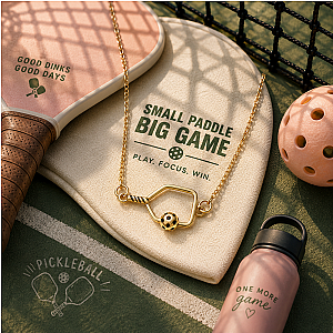 Pickleball Passion Pendant Necklace - Gold