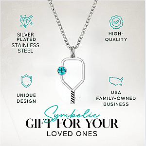 Pickleball Birthstone Charm Necklace