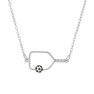 Rally Queen Pickleball Necklace - Silver