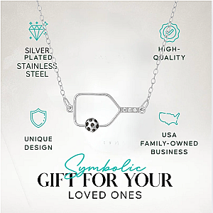 Rally Queen Pickleball Necklace - Silver