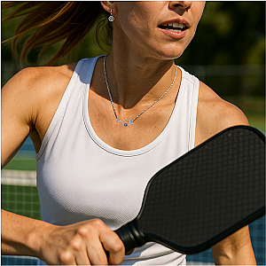 Rally Queen Pickleball Necklace - Silver