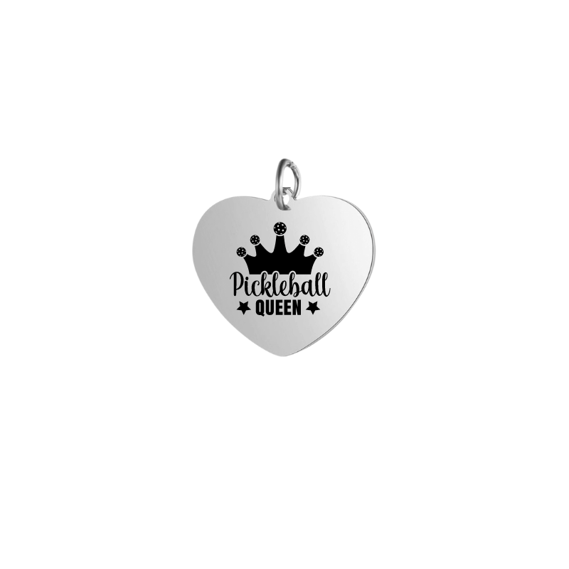 Queen of Pickleball Heart Charm