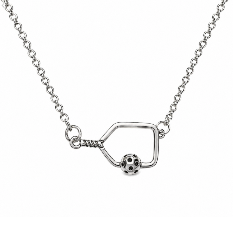 Pickleball Passion Pendant Necklace - Silver