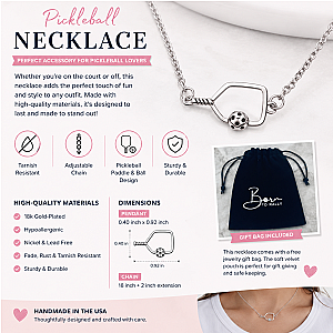 Pickleball Passion Pendant Necklace - Silver